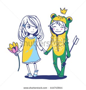 stock-vector-frog-prince-fairy-tale-magic-vector-hand-drawn-sketch-couple-holding-hands-walking-away-444743944