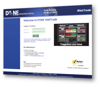 D'One dengan mengetikkan alamat website (sumber: Danareksa Investment Management)